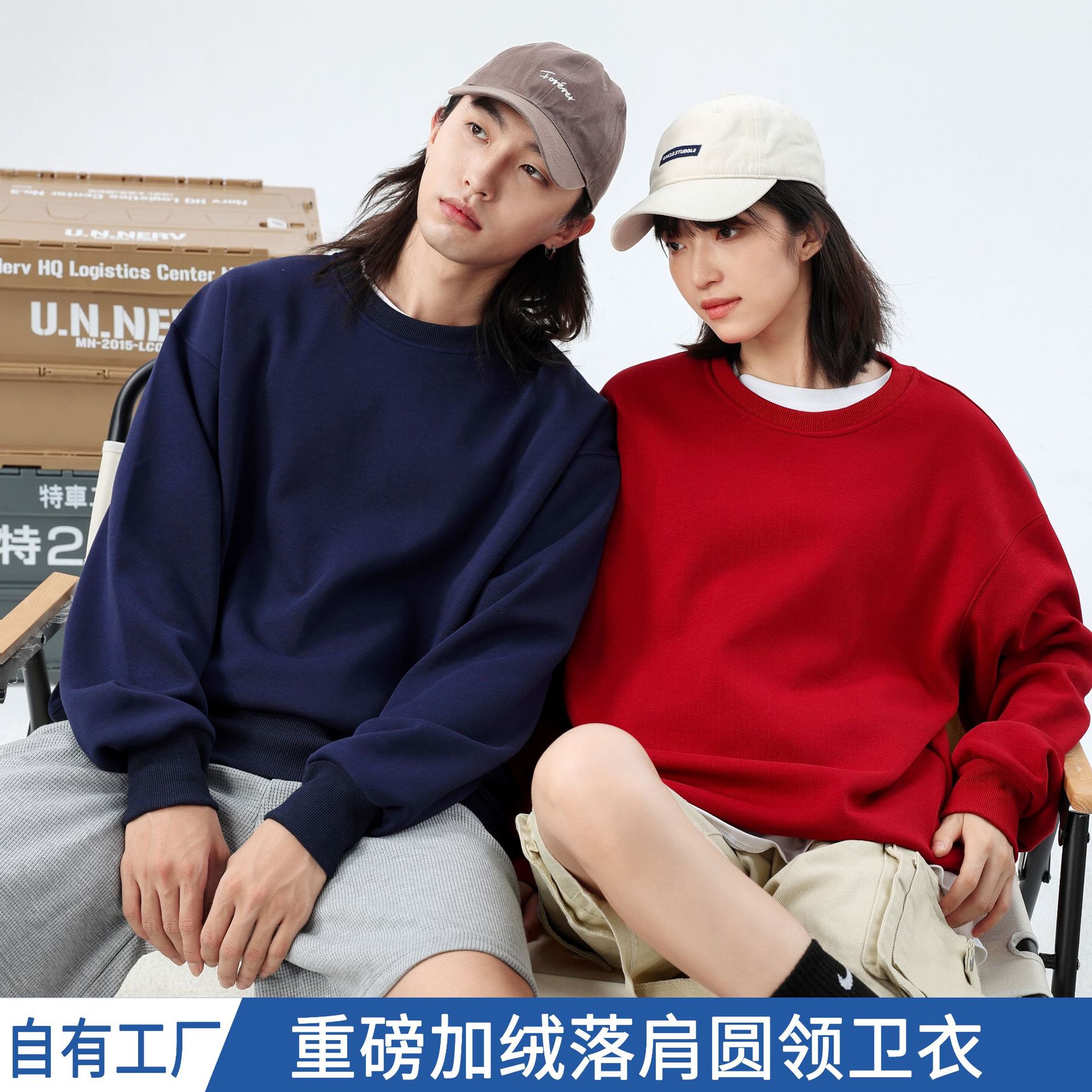 2022 Winter Lambswool Sweatshirt for Men, Round Neck Loose Hooded Jacket, Fleece-Lined, Thickened, Drop Shoulder, Warm