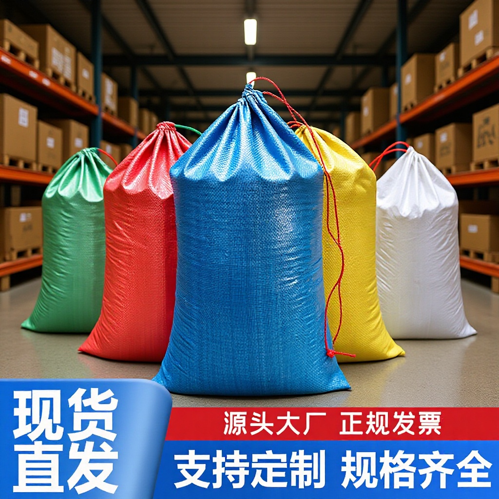 Red Blue yellow green white with drawstring woven bag waterproof moisture-proof snakeskin bag express packaging moving package packing bag