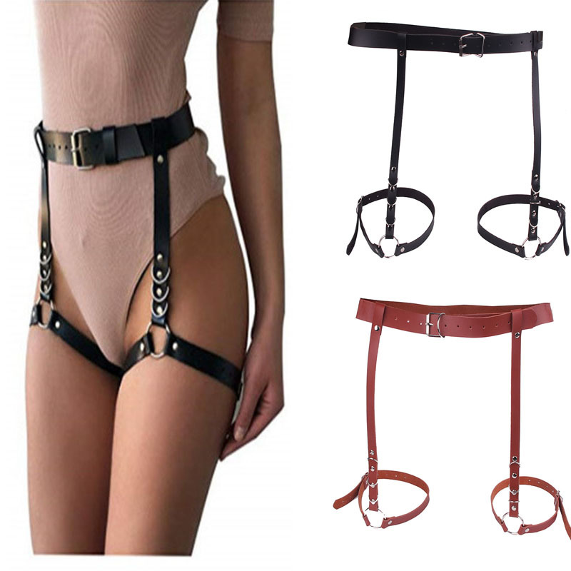 Punk belt European and American Harajuku style PU belt leg ring own leather factory production nightclub leg ring abdomen belt strap