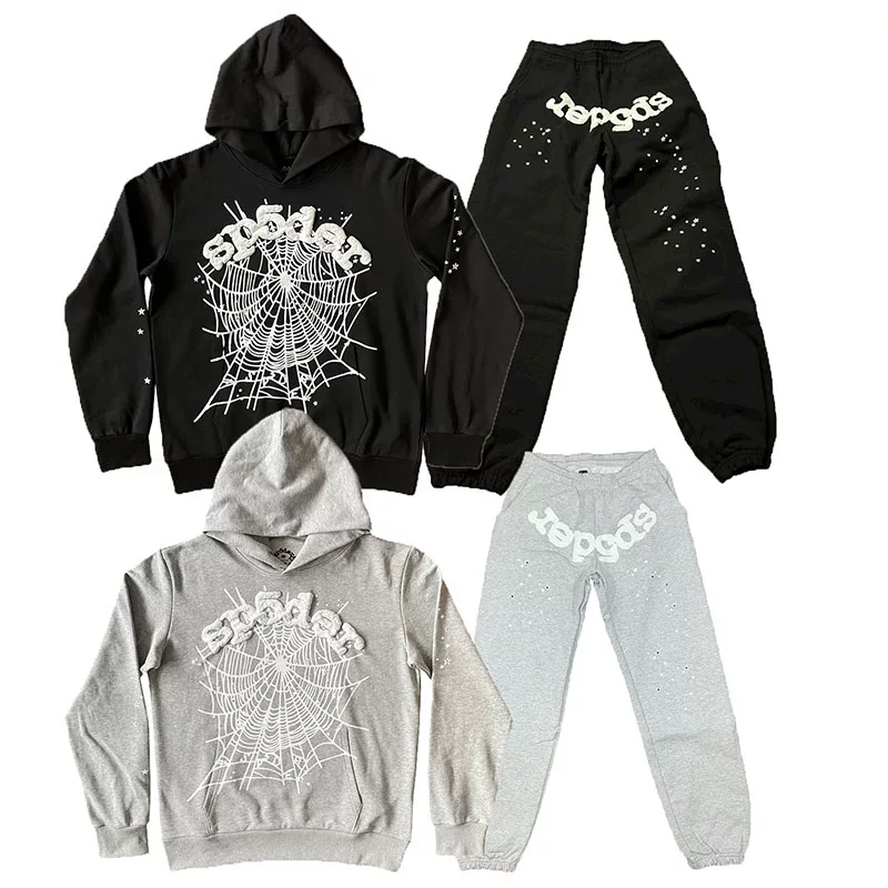 Sp5der 555555 OG Web Hoodie pants Classic Spider Web Men's and Women's Set Hoodie Pants