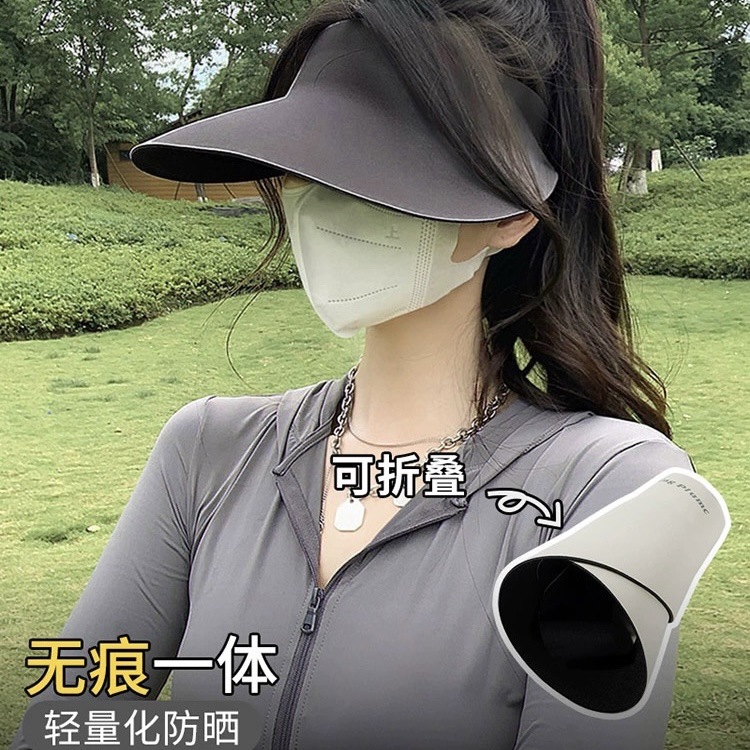 2025 New Sun Protection Hat for Women, Anti-Uv, Empty Top, Large Brim Sun Hat, Seamless One-Piece Sun Hat, Foldable