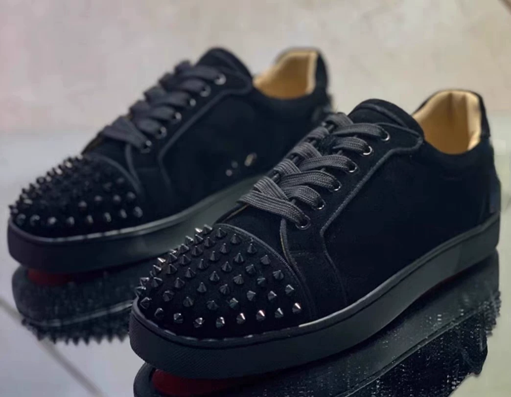 European and American Foreign Trade New Rivet Flat Sneakers Classic Versatile Trendy Toe Rivet Low-Top Red Sole Men's Shoes Large Size