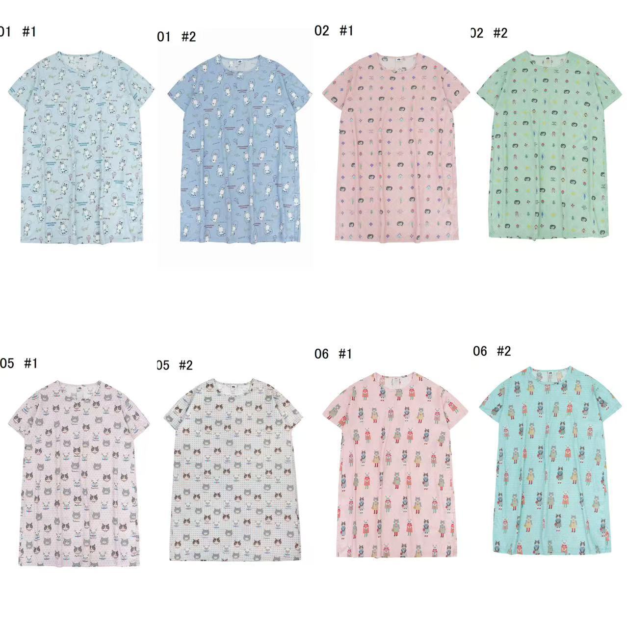 Japanese Kusuguru Genuine Cat Print Home Sleepwear Nightgown and Pants Cotton Rayon Loungewear Comfortable 514