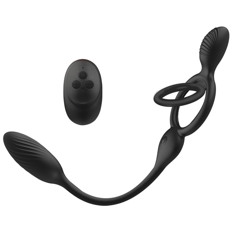 Couple's Shared Dual-Vibration Male Anal Plug, Prostate Massager, G-Spot Vibrating Lock-On Semen-Retaining Masturbation Device, Adult Products