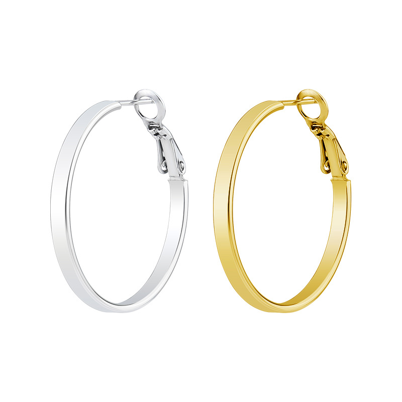 Cross-border simple fashion earrings titanium steel electroplating process female flat line shrimp male buckle earring source manufacturers spot wholesale