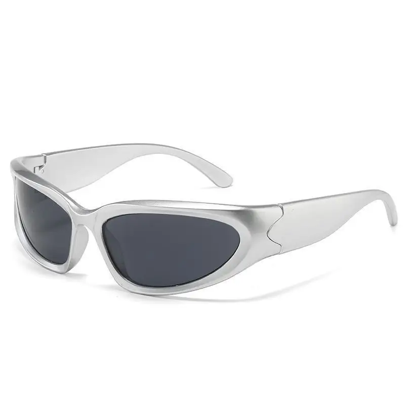 Trendy Internet Celebrity Cross-Border Tech-Inspired Cool Sunglasses High-End Punk Mechanical Silver Protective Wholesale Sunglasses