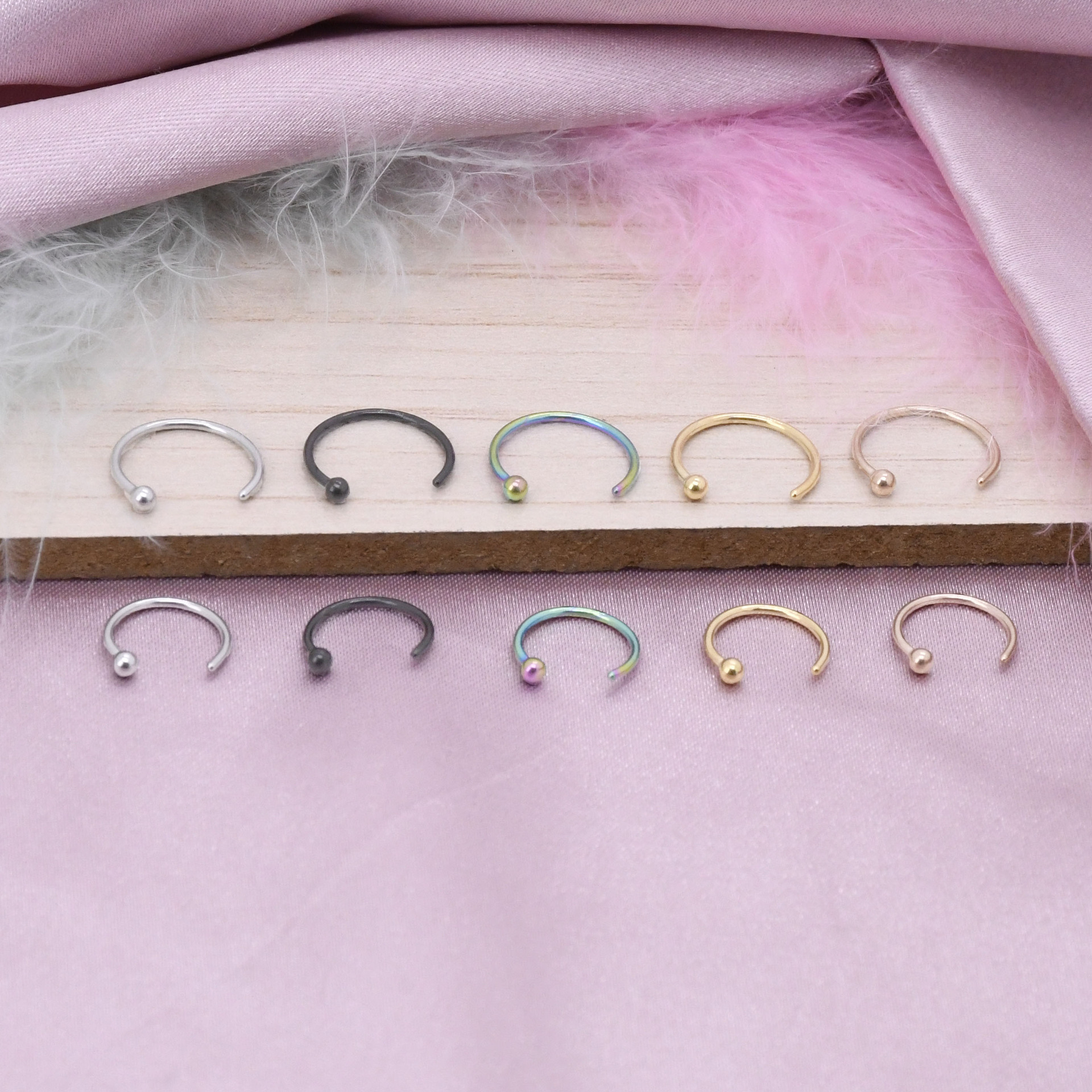 Factory direct cross-border stainless steel plating personality street fashion popular with ball semicircle U-shaped nose ring jewelry