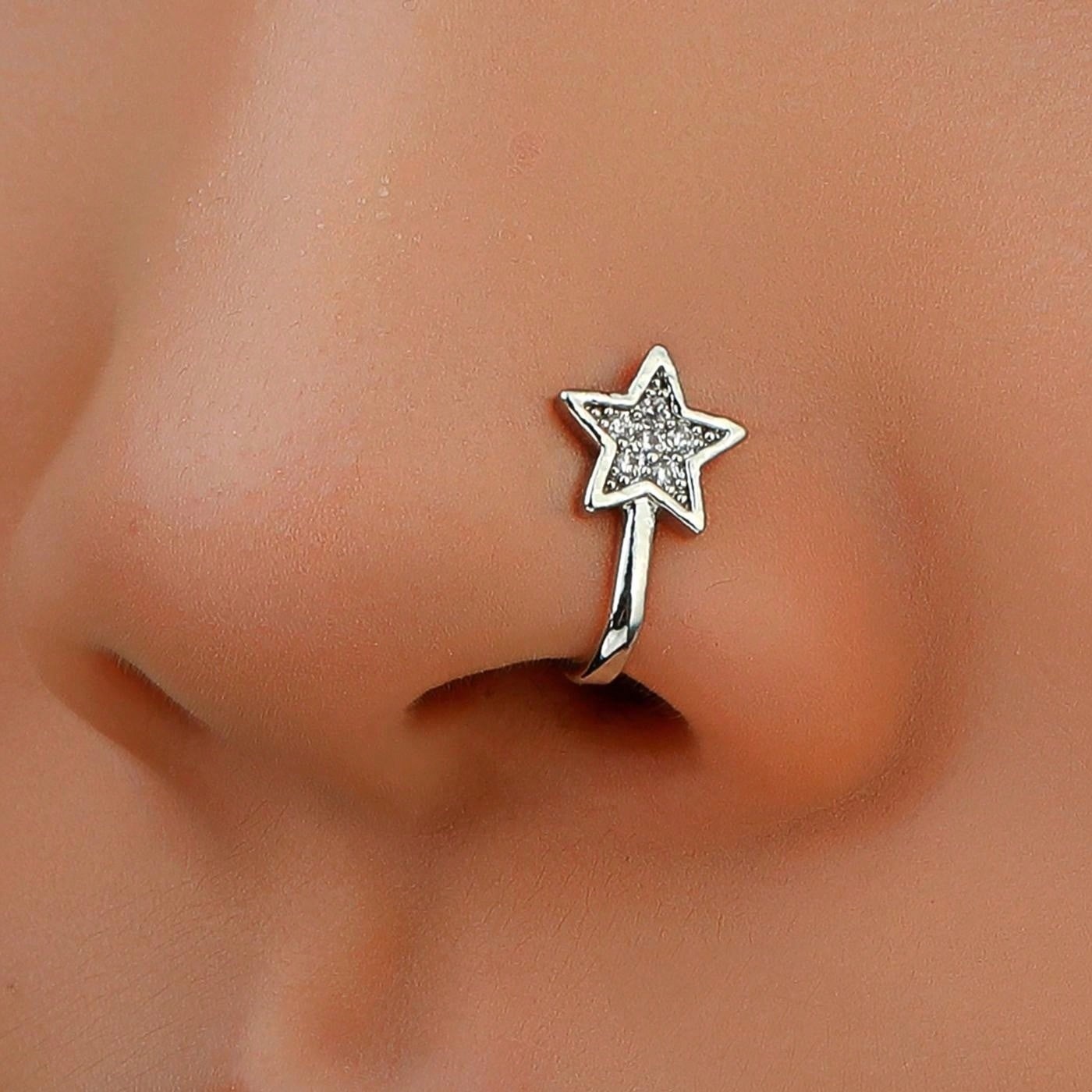 European and American Style Non-Pierced U-Shaped Nose Clip Piercing Jewelry Star Diamond Hip-Hop Trendy Fashion Personalized Nose Jewelry Nose Nail