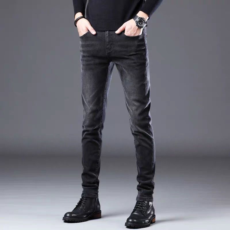 Hong Kong 2025 Autumn and Winter Black Jeans for Men, Slim Fit, Small Leg, Spring and Autumn Stretch Casual Long Pants for Men, Spring and Autumn Style