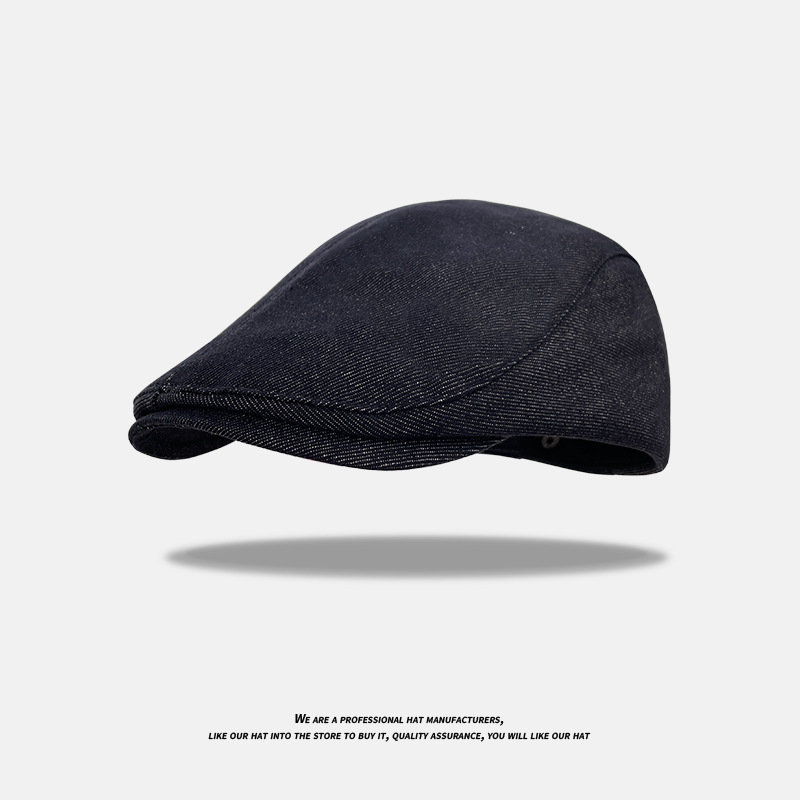 Korean Style Plain Denim Newsboy Cap for Women, Autumn and Winter New Street Style Retro Newsboy Hat, Reversible Forward Cap