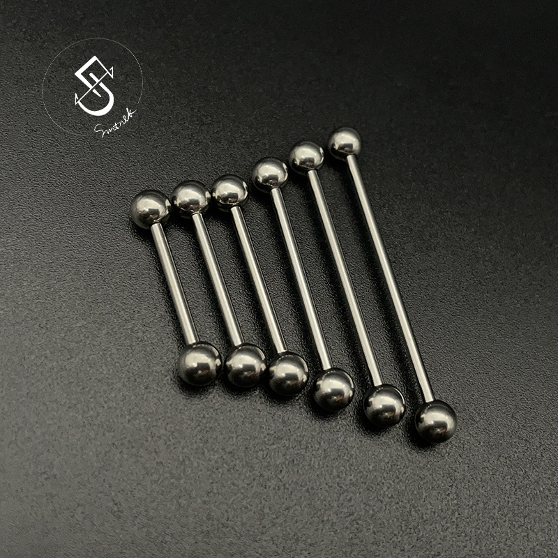 In-Stock Cross-Border Titanium Steel Medical-Grade Straight Bar Tongue Piercing, Ear Bridge Piercing, Ear Cartilage Piercing, Nipple Piercing, Stainless Steel Piercing Jewelry