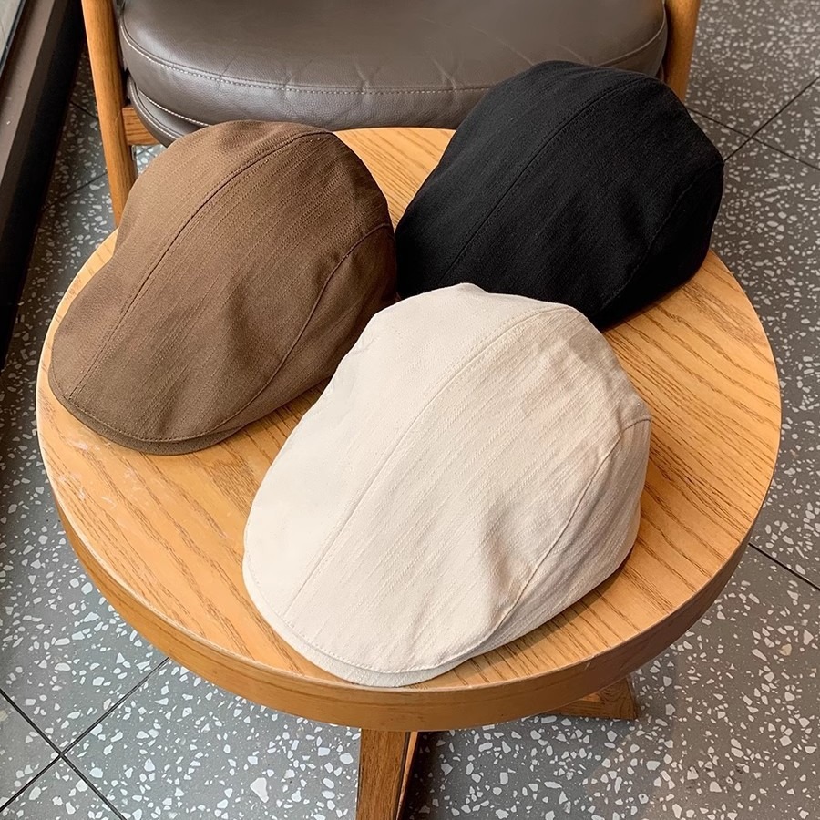 British Style Forward Hat Antique Style Cap Fashionisted Women's Retro Newsboy Hat Men's Solid Color All-match Japanese Style Simple