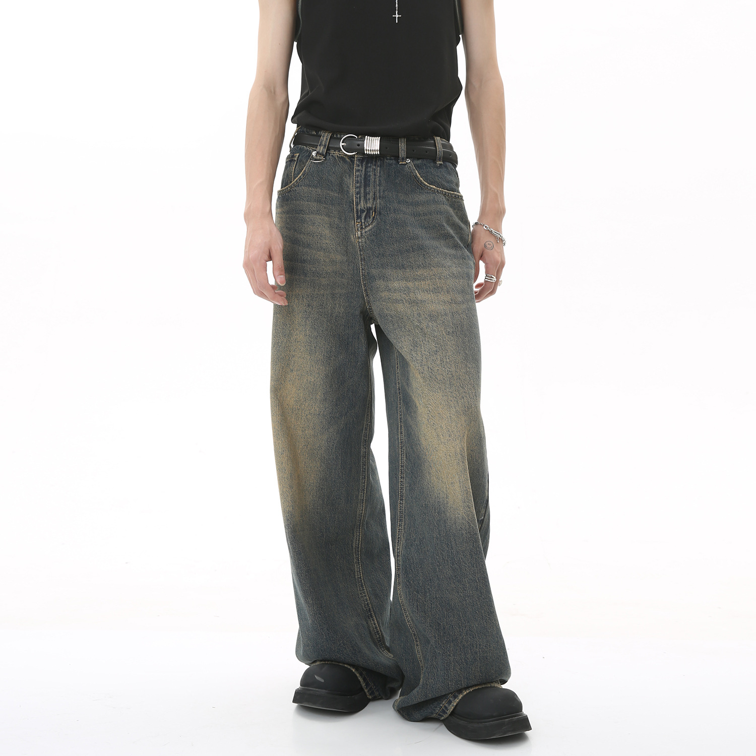 Mtlclothes Men's Clothing | Mainly Recommended Style: Straight Loose Baggy Slightly Wide-Leg Jeans for Men and Women, Floor-Length Pants.