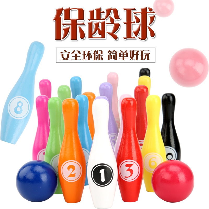 Fun Early Education Wooden Cartoon Digital Bowling Toddlers Intellectual Early Education Parent-Child Interactive Enlightenment Educational Toys