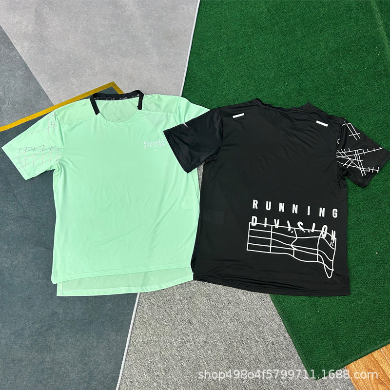 2026 New Cross-Border Model, Same Style, Quick-Dry Breathable Textured Round-Neck Short-Sleeve Outdoor Running Sports Casual Breathable Men's T-Shirt