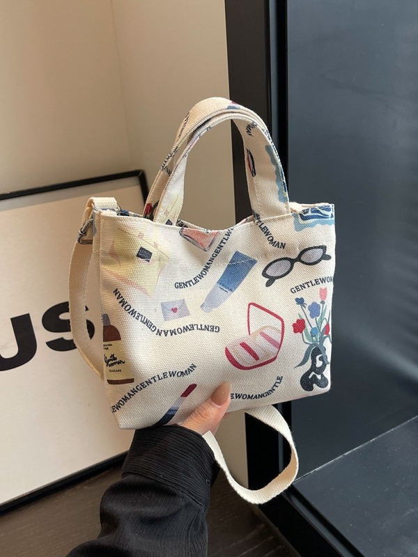Painted Gentle Woman printed letters mini phone canvas bag 2023 new textured shoulder bag