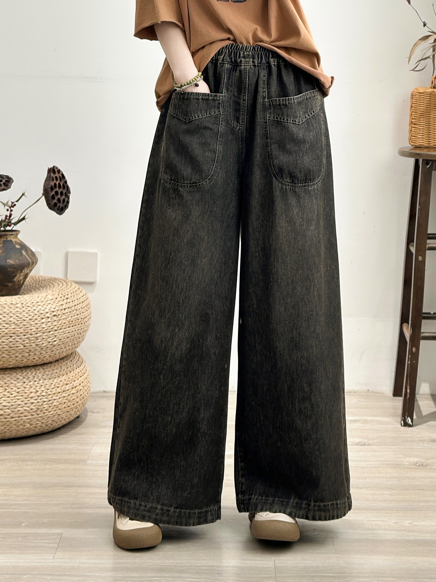 26 Spring Style Women's Jeans, Loose Casual Korean Style, College Style Wide Leg Straight Pants, Simple New Style Pants