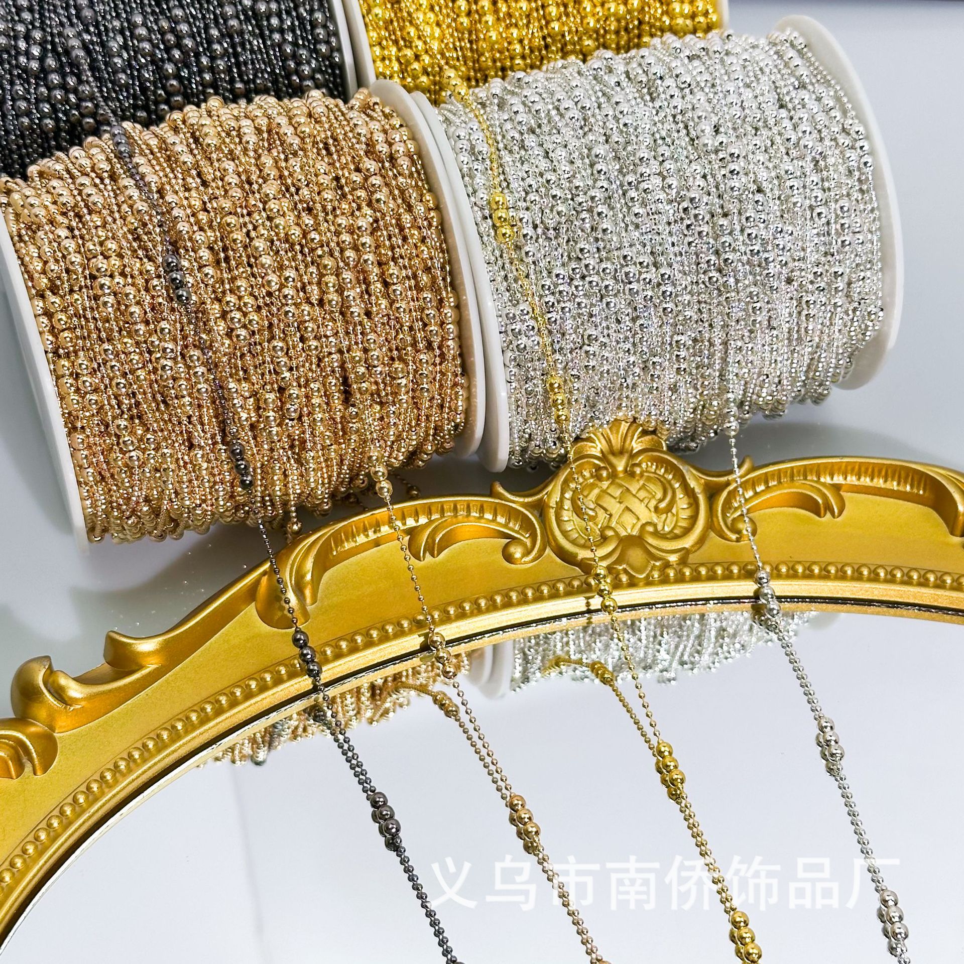 DIY Chain 1.5 Bead Clip 3 Round Bead Tassel Chain DIY Chain Pure Copper Bead Chain Ancient Style Jewelry Curtain Material