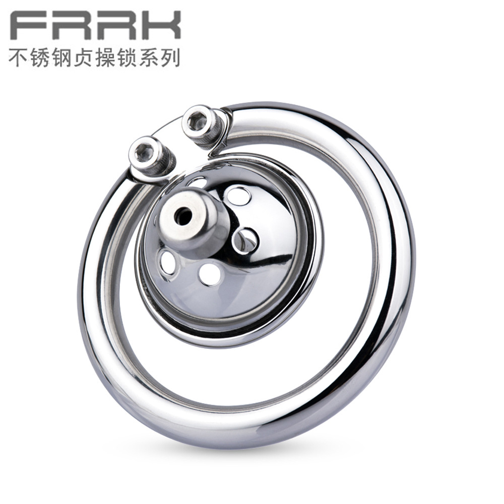 FRRK-174 men's short pot lid lock with metal catheter hollow CB lock chastity lock chastity cleaner sexy props