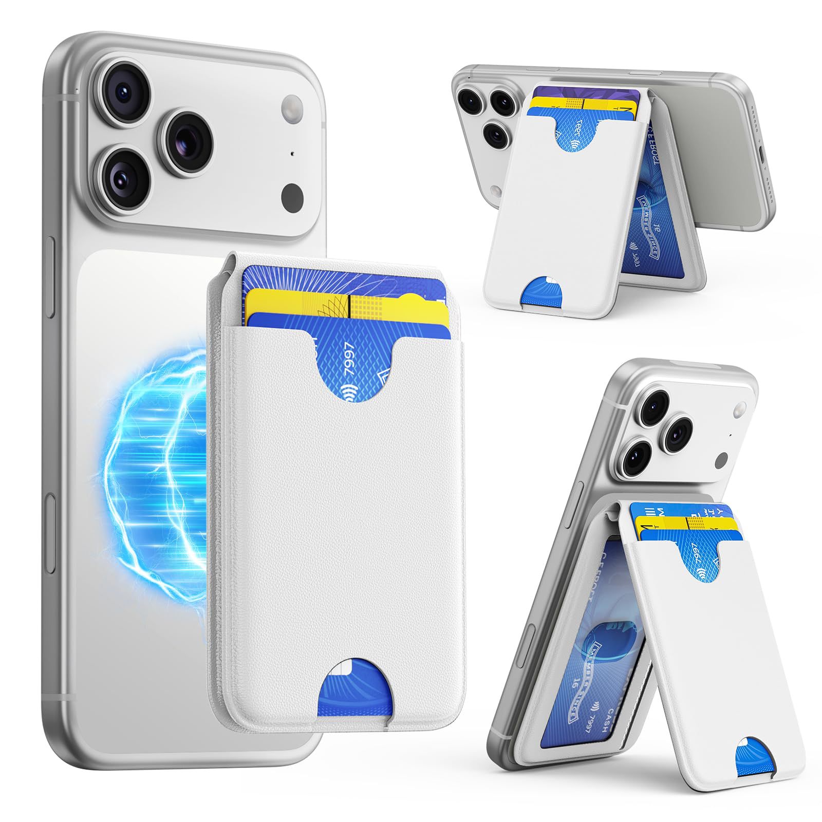 Customized Mobile Phone Magnetic Holder Wallet Rfid Anti-Theft Card Holder Pu Leather Magsafe Card Holder Magnetic Card Holder