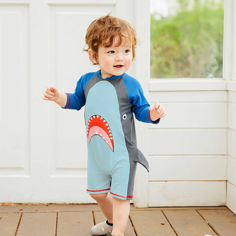 Children's Swimwear Boys' One-piece Small and Medium-sized Children's Cute Baby's Swimwear Boys' Beach Sunscreen Quick-drying Hot Spring Swimwear