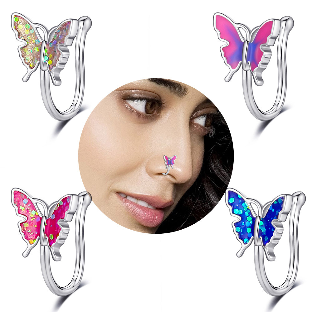 Cross-border e-commerce new drop oil butterfly nose clip fake nose ring puncture jewelry online wholesale