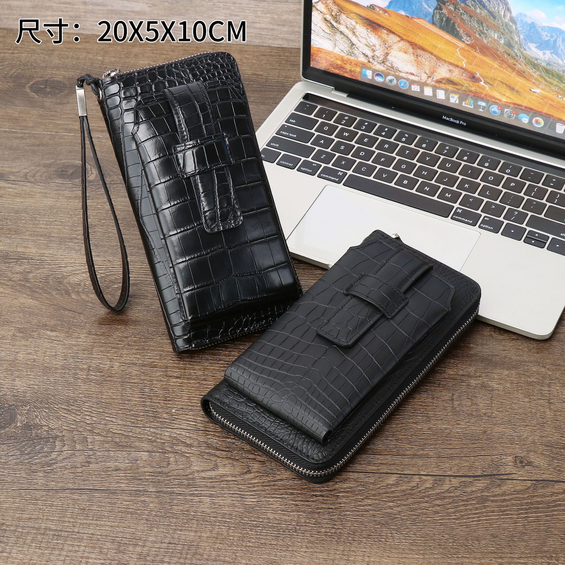 Crocodile belly pattern men's hand bag multi-functional hand bag multi-card large capacity wallet mobile phone bag tide factory wholesale