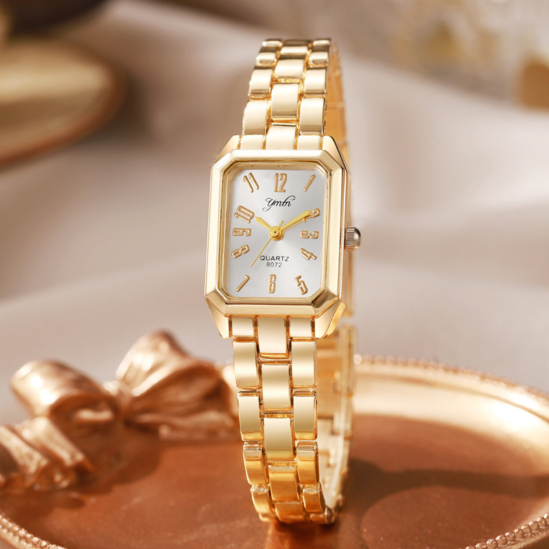 New Women's Watch Women's Business Casual Exquisite Quartz Elegant Fashion Women's Chain Band Watch Small Square Gold Watch