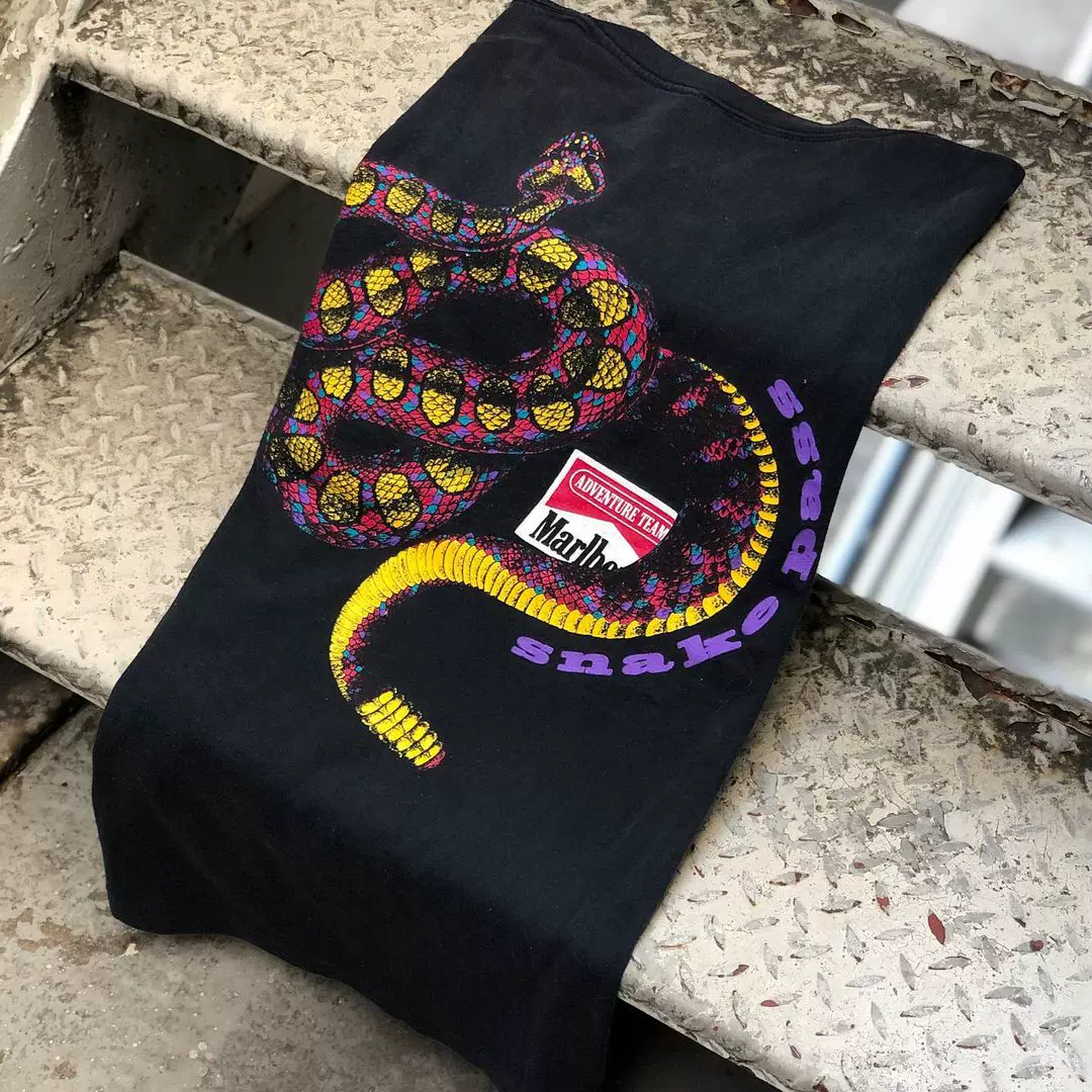 American Vibe style T-shirt 3D snake print short sleeved T-shirt round neck European and American style Amikaji trendy brand half cut sleeve super popular