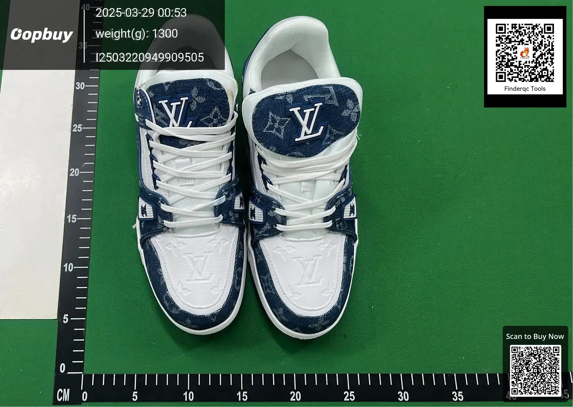 Louis Vuitton LV Trainer White Blue Denim