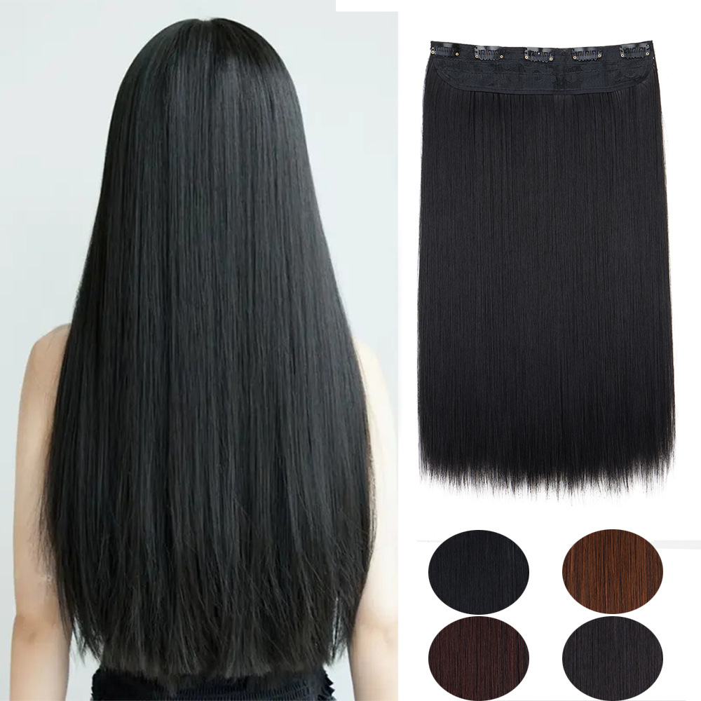 Wig straight hair extension piece one piece 5 card long straight hair piece seamless hair extension foreign trade in stock hair wig