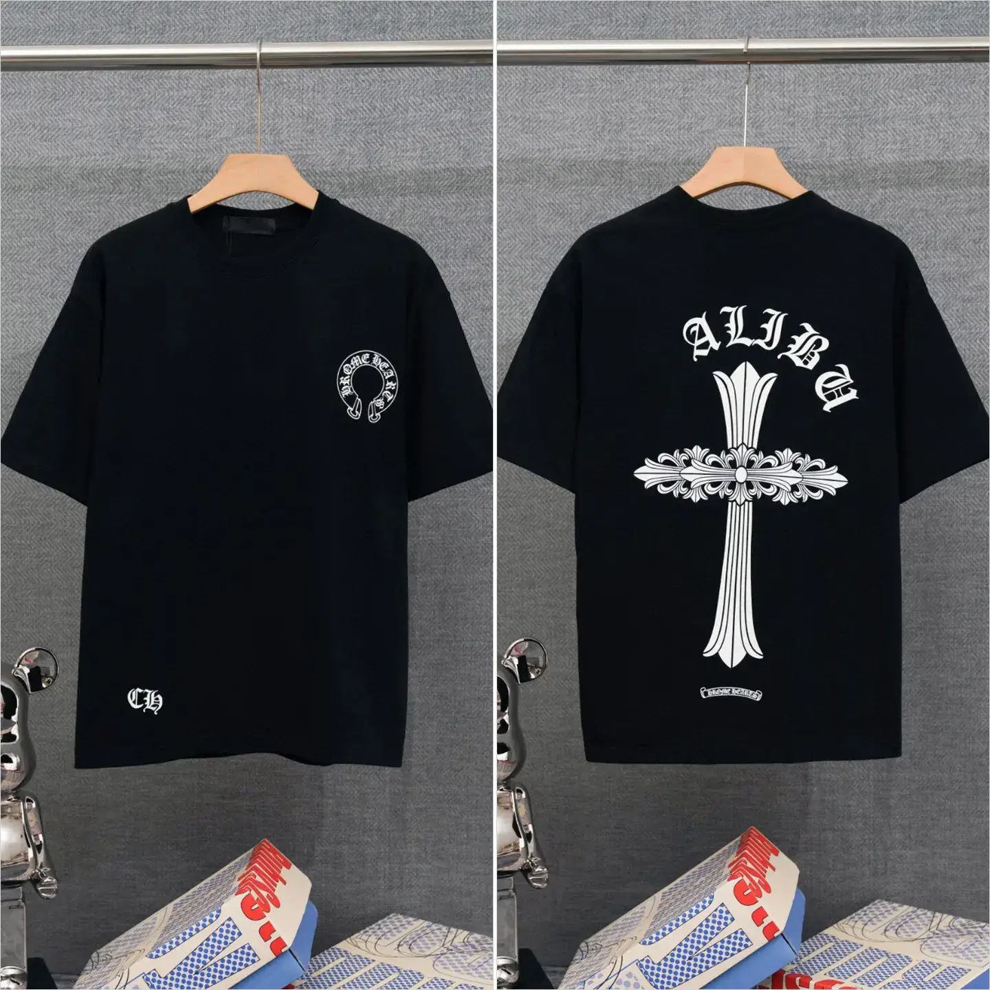 Trendy Brand Fero Heart Short-Sleeve Official Flagship Store Genuine 26Ss New Ch American-Style Cross Sanskrit T-Shirt