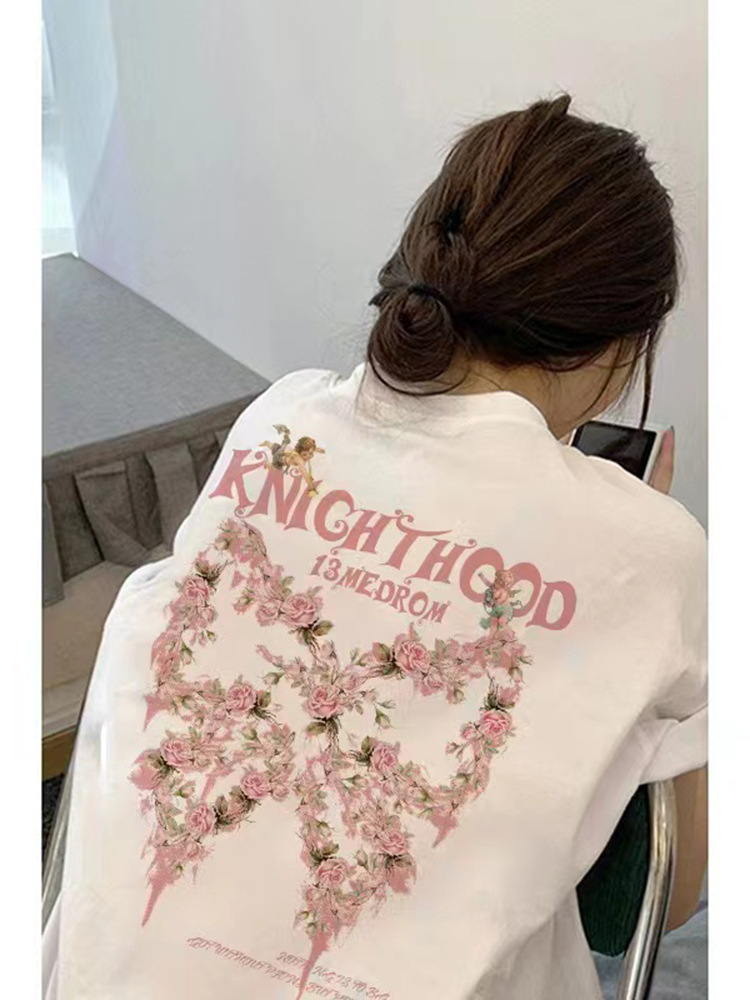 Pure Cotton Short-Sleeved T-Shirt for Women with Right Shoulder 2025 Summer Trbottomy Brand Design Half-Sleeved T-Shirt Casual Loose Bottoming