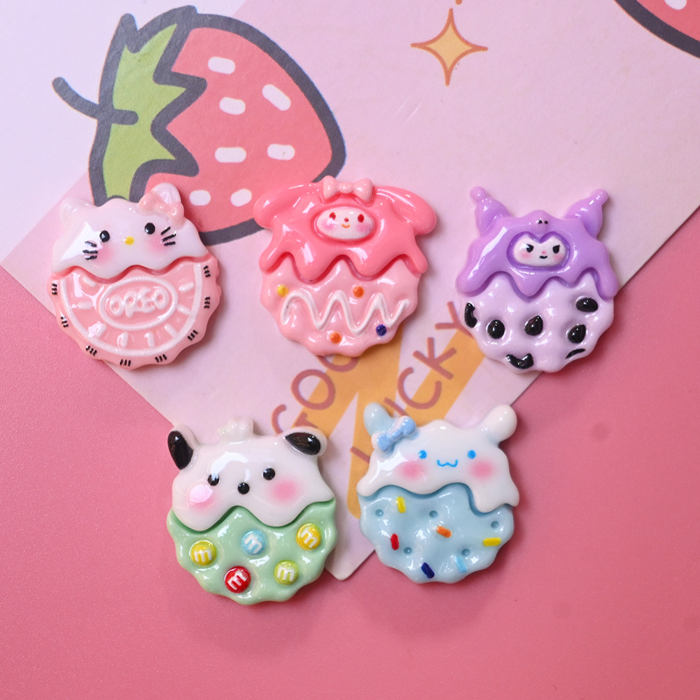 Sanrio Cookie Cartoon Bright Resin Accessories DIY Cream Gel Accessories Hairpin Headline Handmade Material Decoration