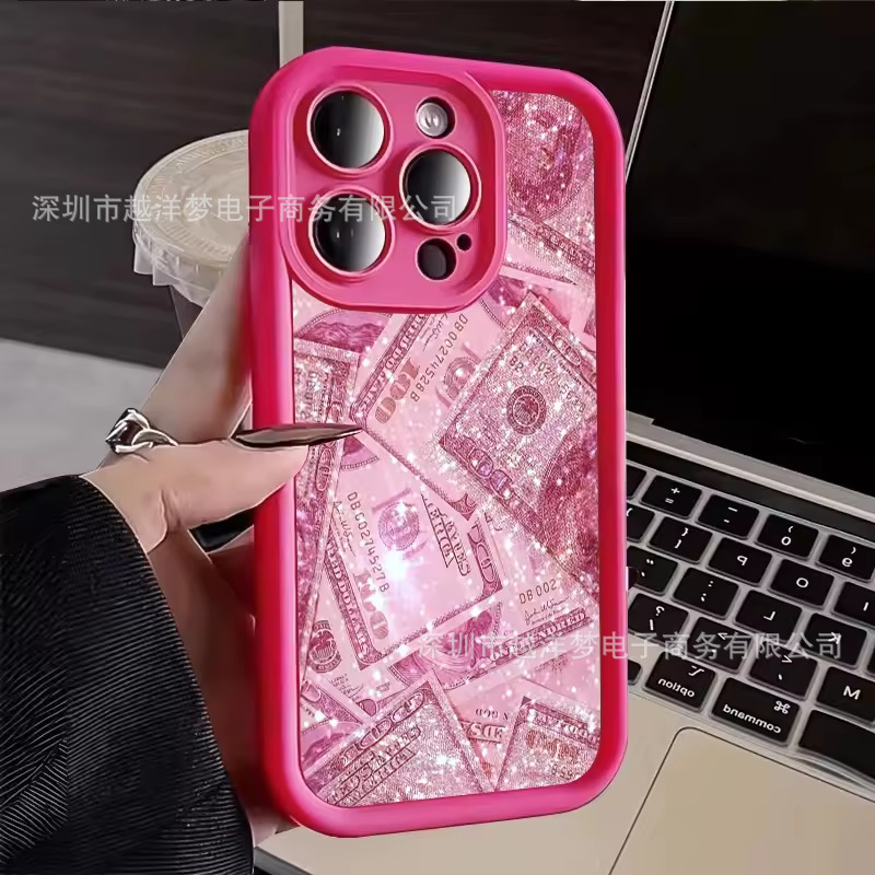 Pink Us Dollar Bill 4Iphone17Pro Mobile Phone Case 16/15/14/13 Tianyan Ladder 12 Apple 11Xsma