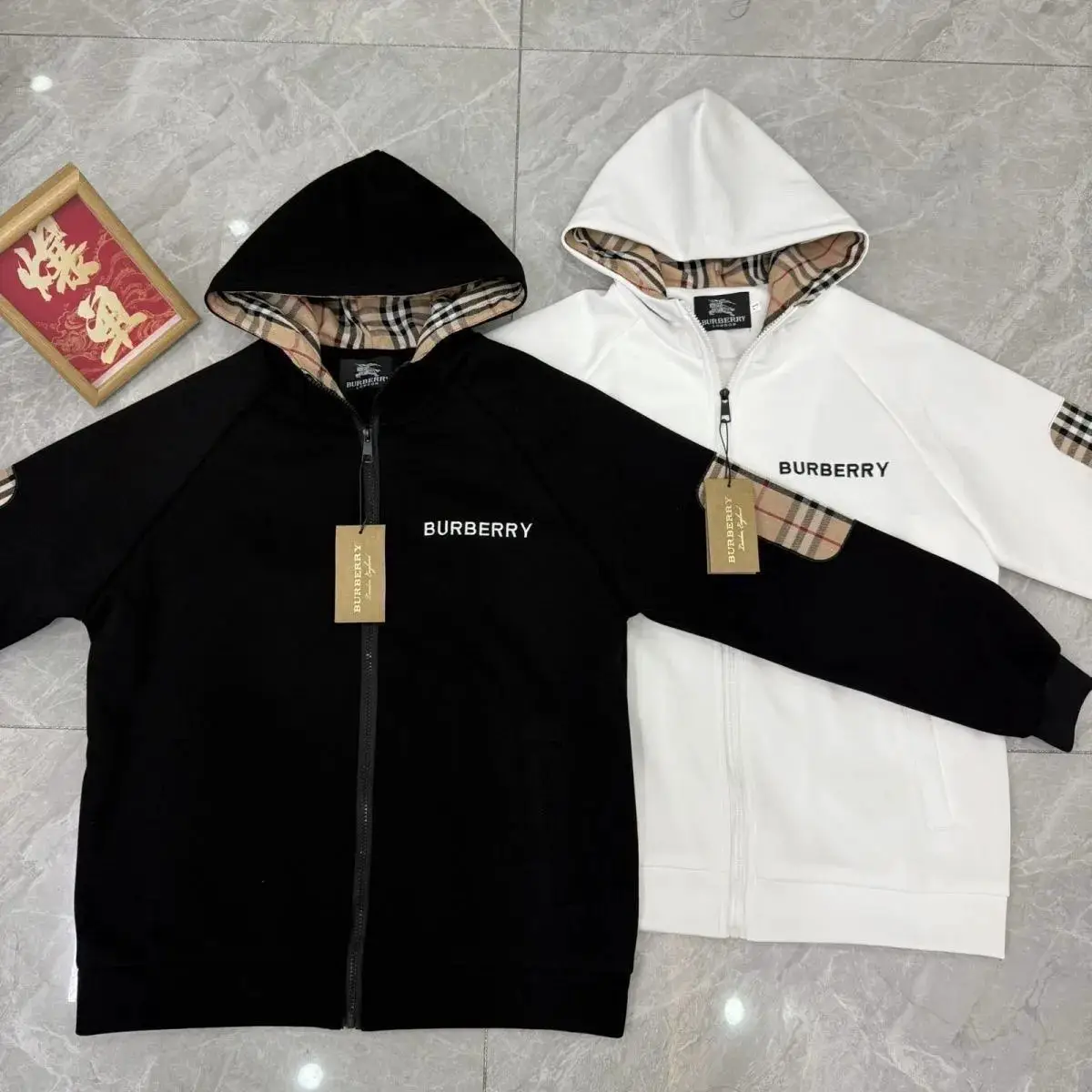 WONG-Grid Hooded Zipper Sweatshirt
