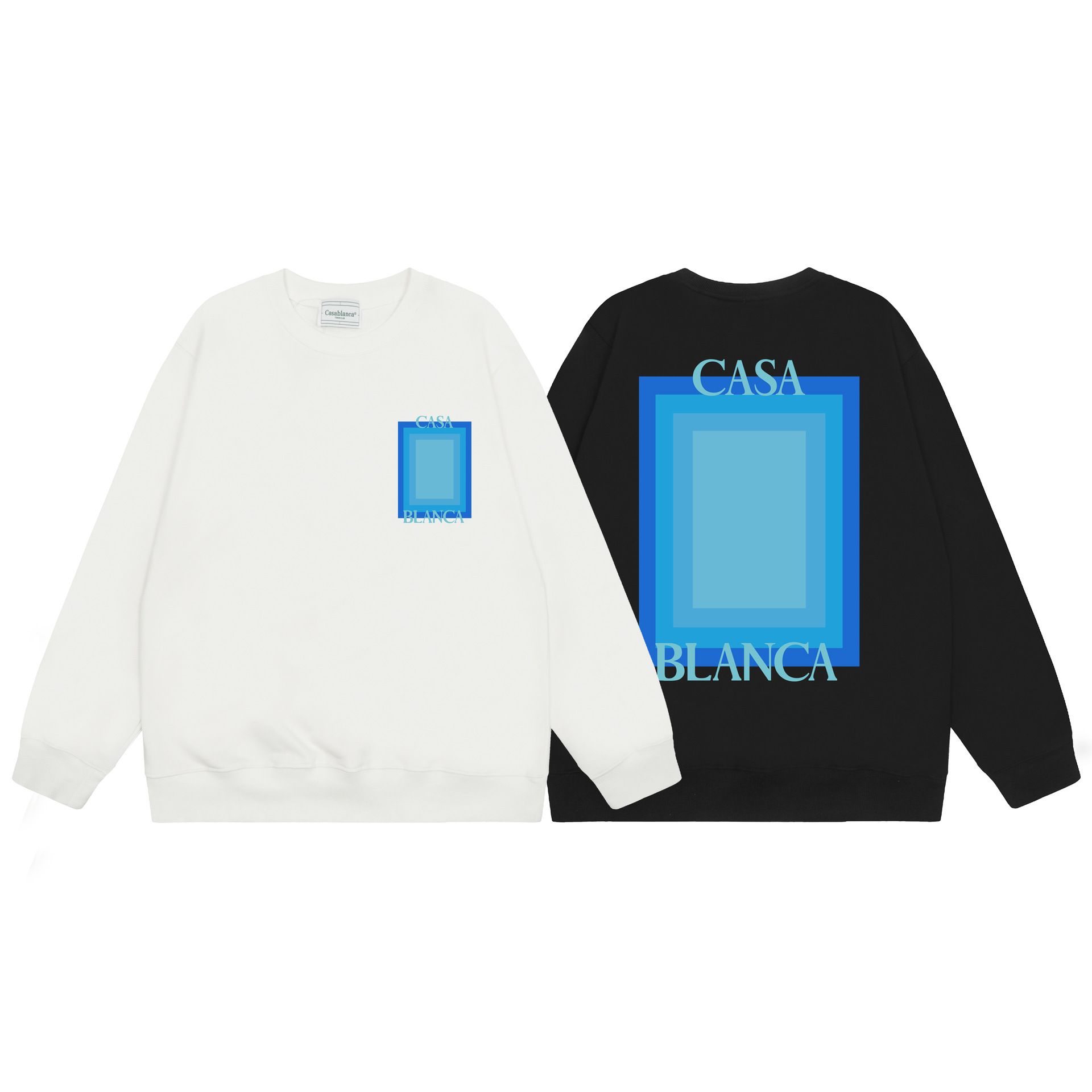 Foreign trade Casablanca sweater autumn and winter personality checkered letter printed logo round neck loose long sleeve men's sweater