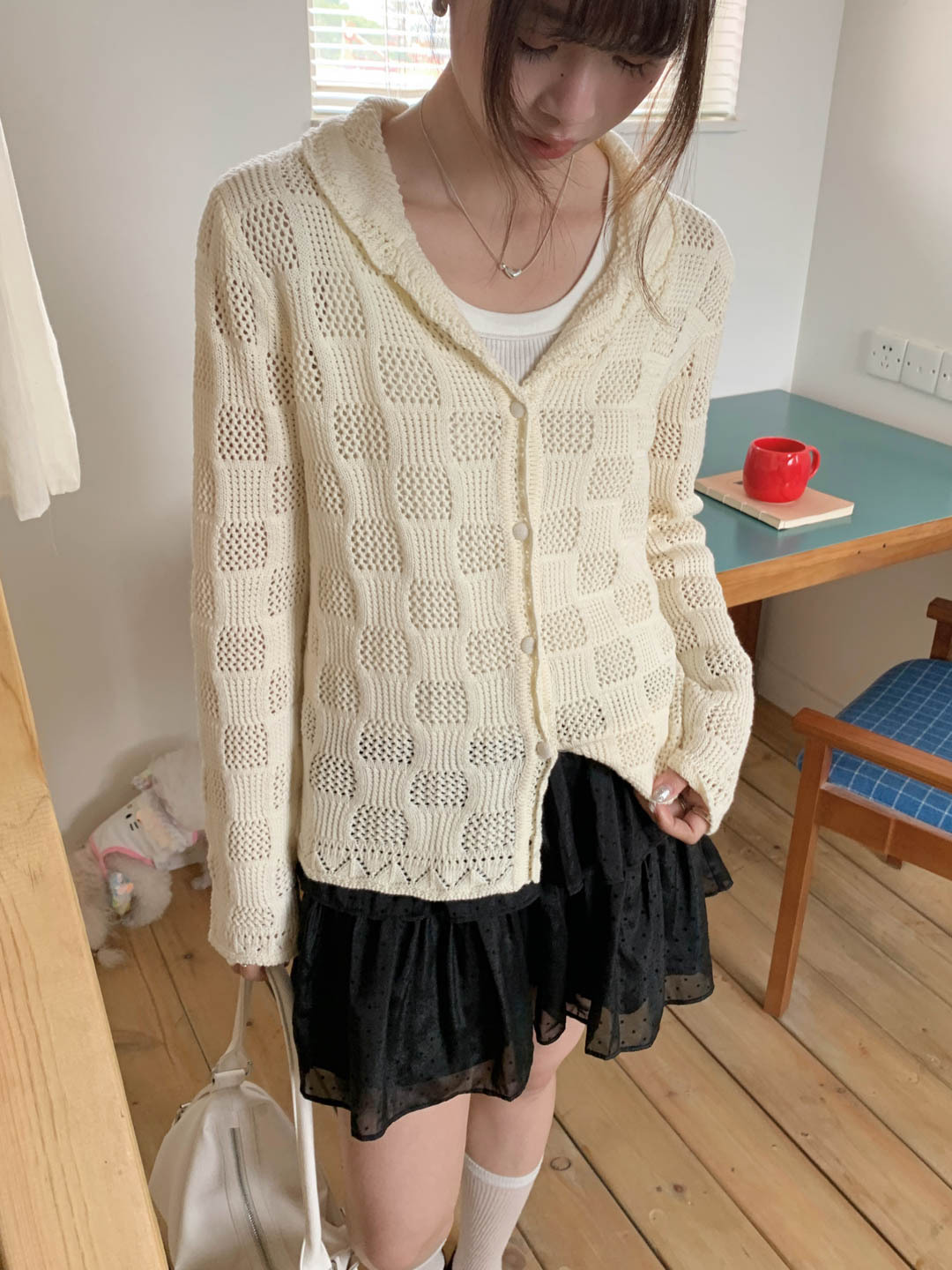 Gagd French-Style Retro Crochet Hollow-Out Short Knit Cardigan 26 Early Spring Versatile Youthful Gentle Style Top Shawl