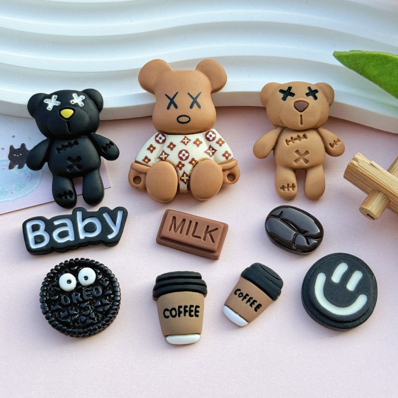 new style violent bear series resin diy jewelry accessories mobile phone case hole shoes patch car hanging decoration material