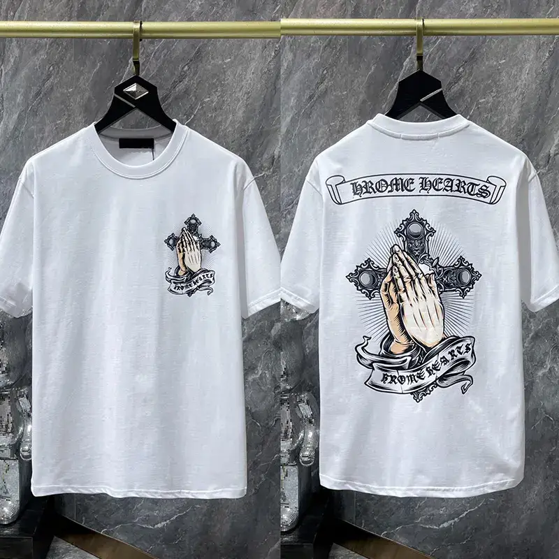 2025 Trendy F Krow Heart T-Shirt Men's 2025 New arrival Print Cross Youth Loose Round Neck Short Sleeve