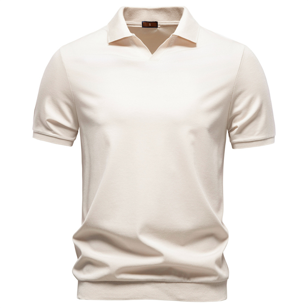 2026 Spring/Summer New Cross-Border Tencel Polo Shirt Old Money Style Silky Smooth Draped Business Men's Seagull Collar Polo for Men