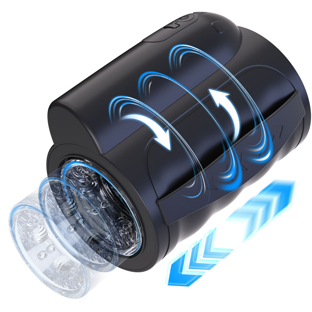 Cross-Border Submarine Aircraft Cup 7-Frequency Telescopic Rotating Male Masturbation Double-Headed Through-Lift Cup Adult Sex Toy
