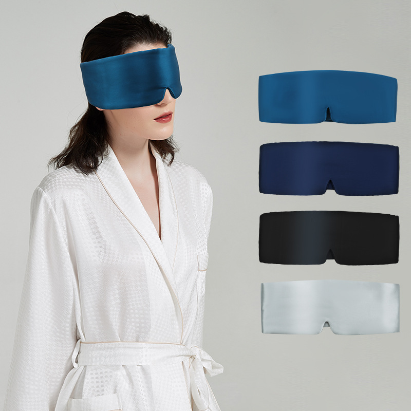 19 Mmi fully enclosed silk noise reduction large eye mask breathable shading travel rest solid color silk eye mask