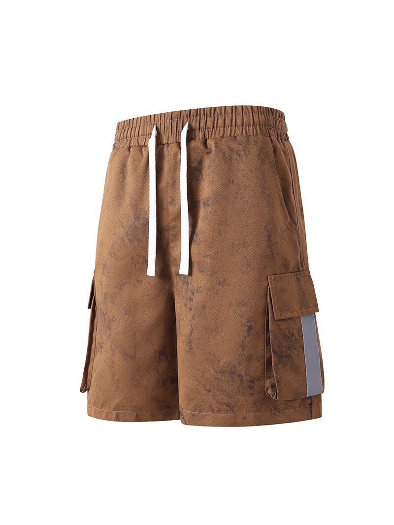 Cross-Border Men's New Summer Workwear Shorts Trendy Tie-Dye Five-Point Pants Loose Casual Sports Pants with Multiple Pockets