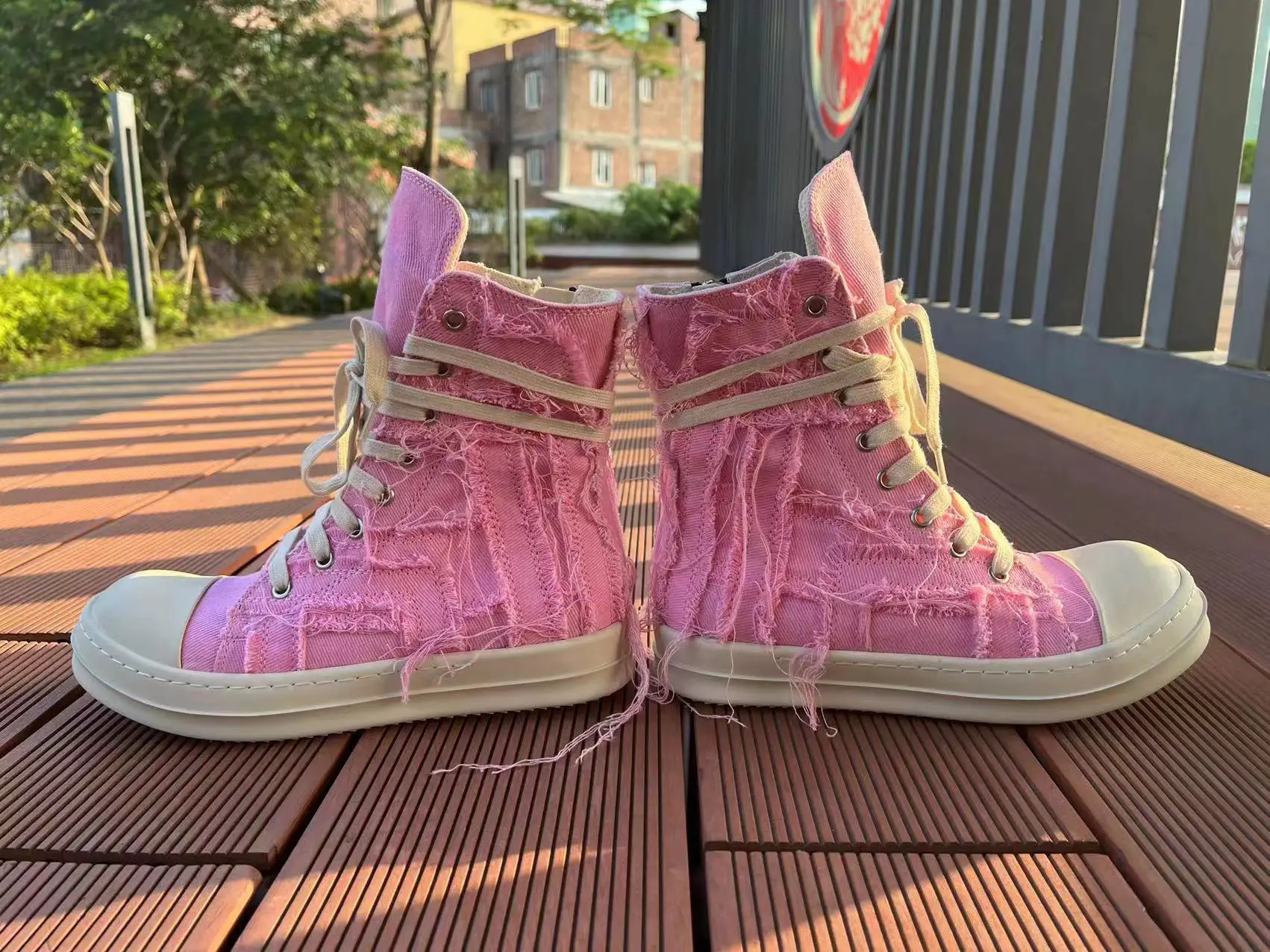 Ro High-Top Canvas Shoes 3D Milk-Colored Sole Casual Flats Unisex Couple Same Style Distressed Version