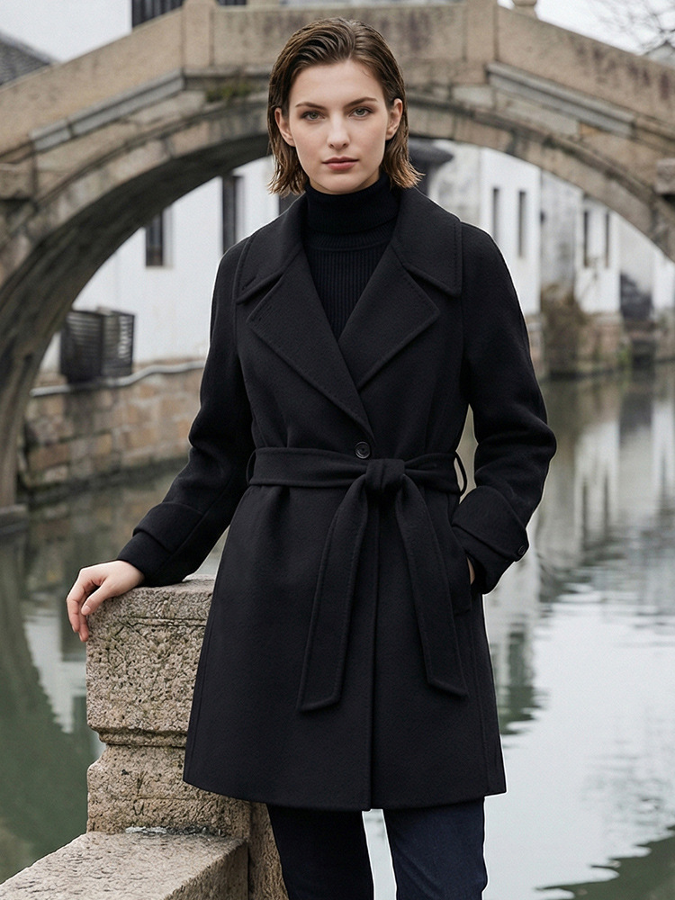 Double-Sided Wool Outwear Women's Mid-Length 2025 Spring New Woolen Outwear High-End Small Woolen Outwear