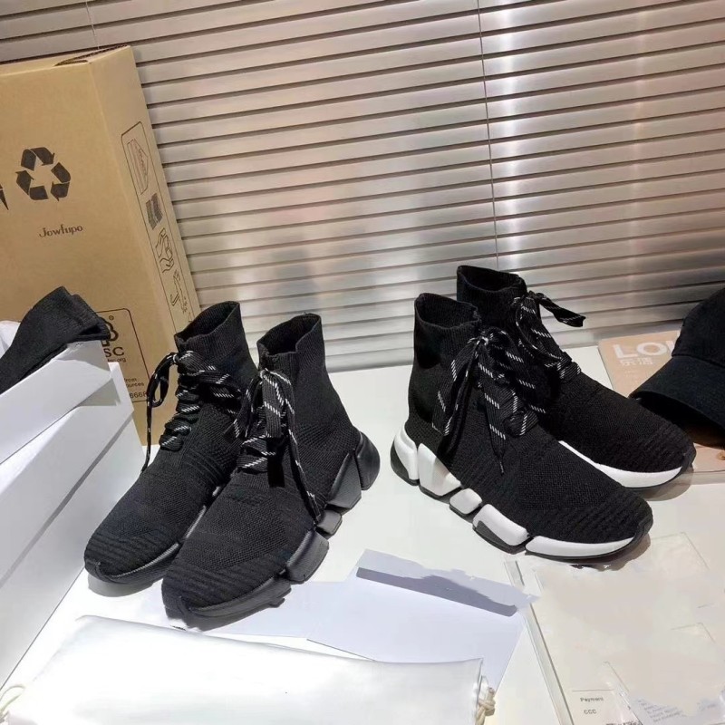 Factory Outlet New Paris Socks Shoes 2024 Knitted Couple Spring and Autumn Casual Shoes High-top Thick Sole Men's and Women's Elastic