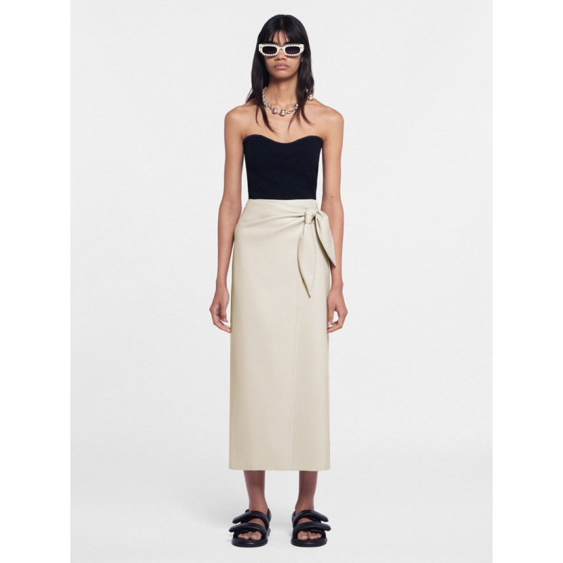 Longmei Plain Leather High-Waisted Wrap Skirt 2025 Early Autumn New Nanu Style Simple Commuter Mid-Length Skirt