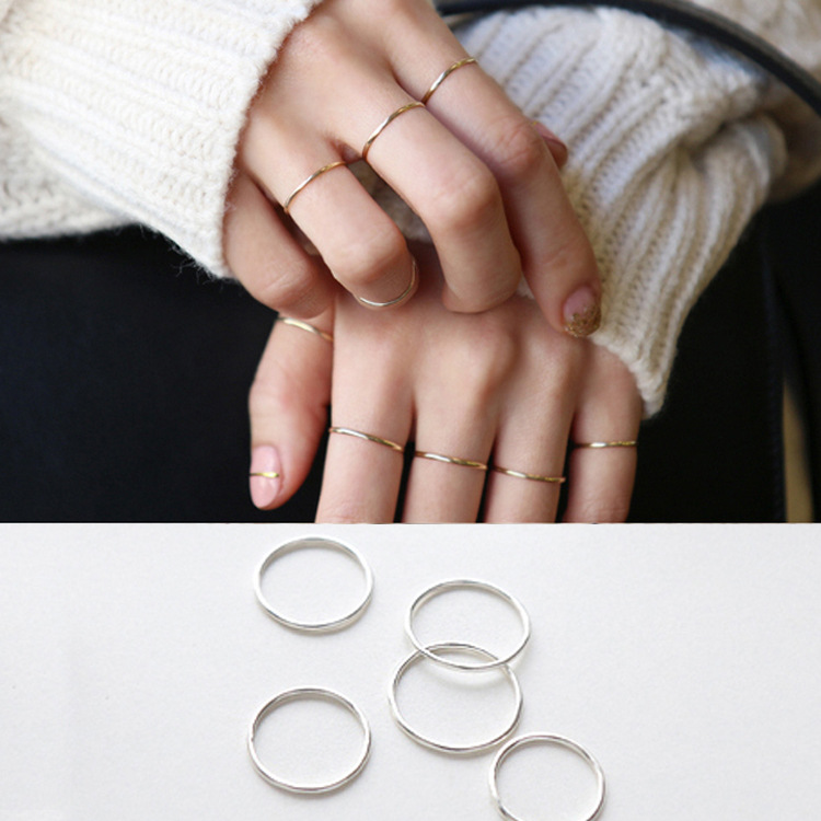 925 Sterling Silver Joint Ring for Women, Simple and Personalized Thin Ring, K-Style Ins Popular Tail Ring, Trendy Bestie Gift 5002