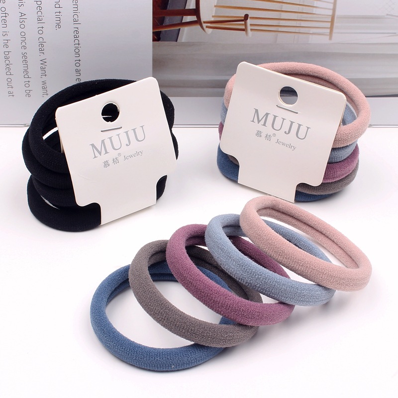 Korean Style Hair Accessories Simple Tag Hair Rope 2 Yuan Store Rubber Band Affordable 5 Cards Large Seamless Hair Tie Headband